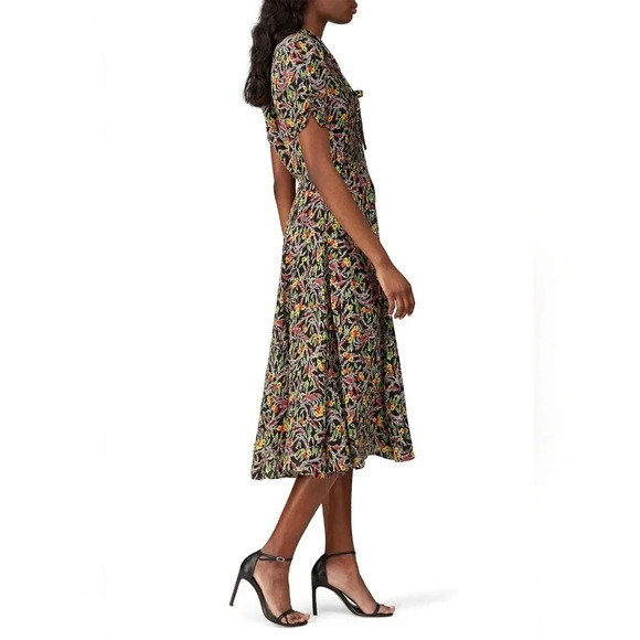 Polo Ralph Lauren Printed Grace Dress size 0 Midi Fit Flare Floral Silk Spring - Picture 2 of 14